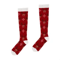 Kép 1/3 - Karácsonyi Szarvas fejes hosszú szárú vidám zokni