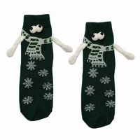 Kép 2/3 - Páran párban karácsonyi mágneses vidám zokni - zöld