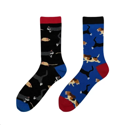 Kutyák és macskák felemás vidám zokni
