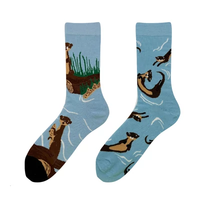 Vidra család felemás vidám zokni