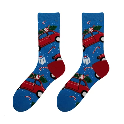 Karácsonyfa fuvar vidám zokni