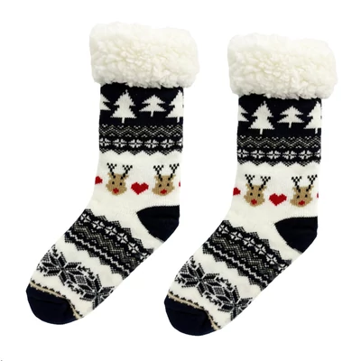 Bundás karácsonyi vidám zokni - kék