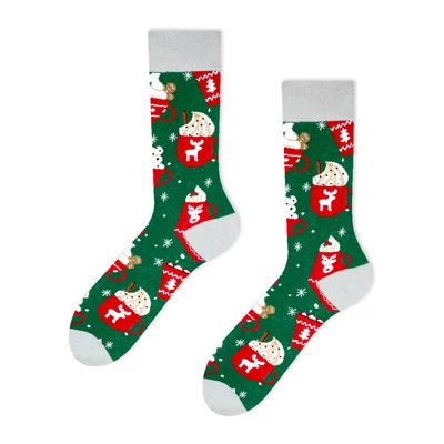 Karácsonyi kakaós bögrés vidám zokni